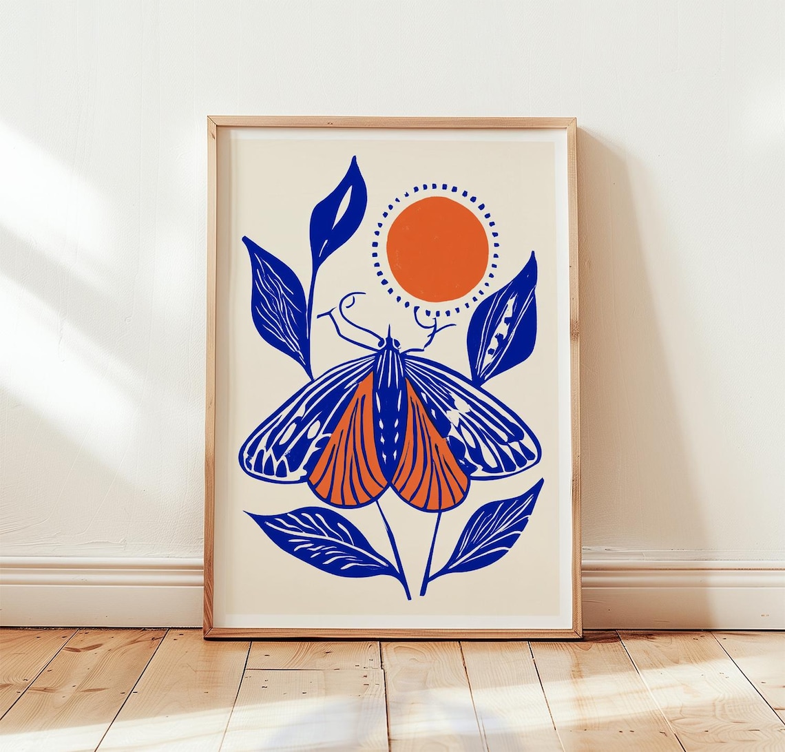 Blue Moth, Stone Lithograph Poster