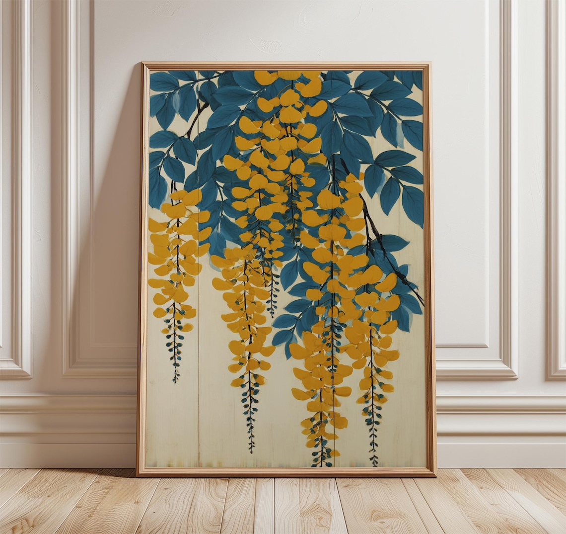 Wisteria Poster, Japanese Botanical Art Print
