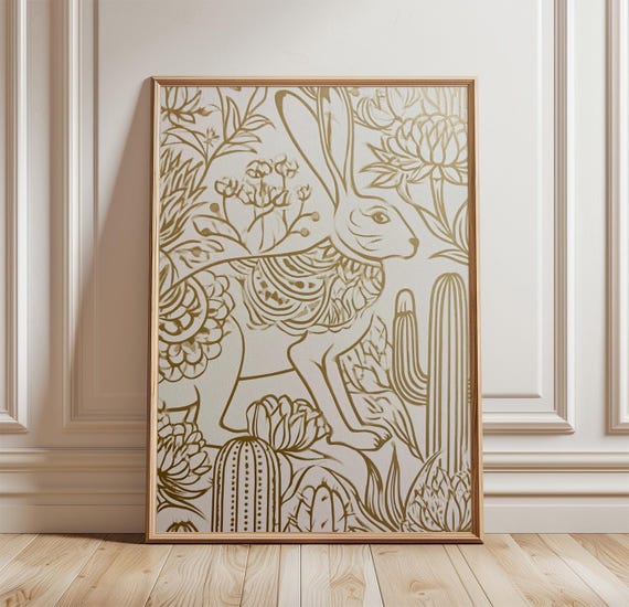 Jackalope Risograph Botanical Poster