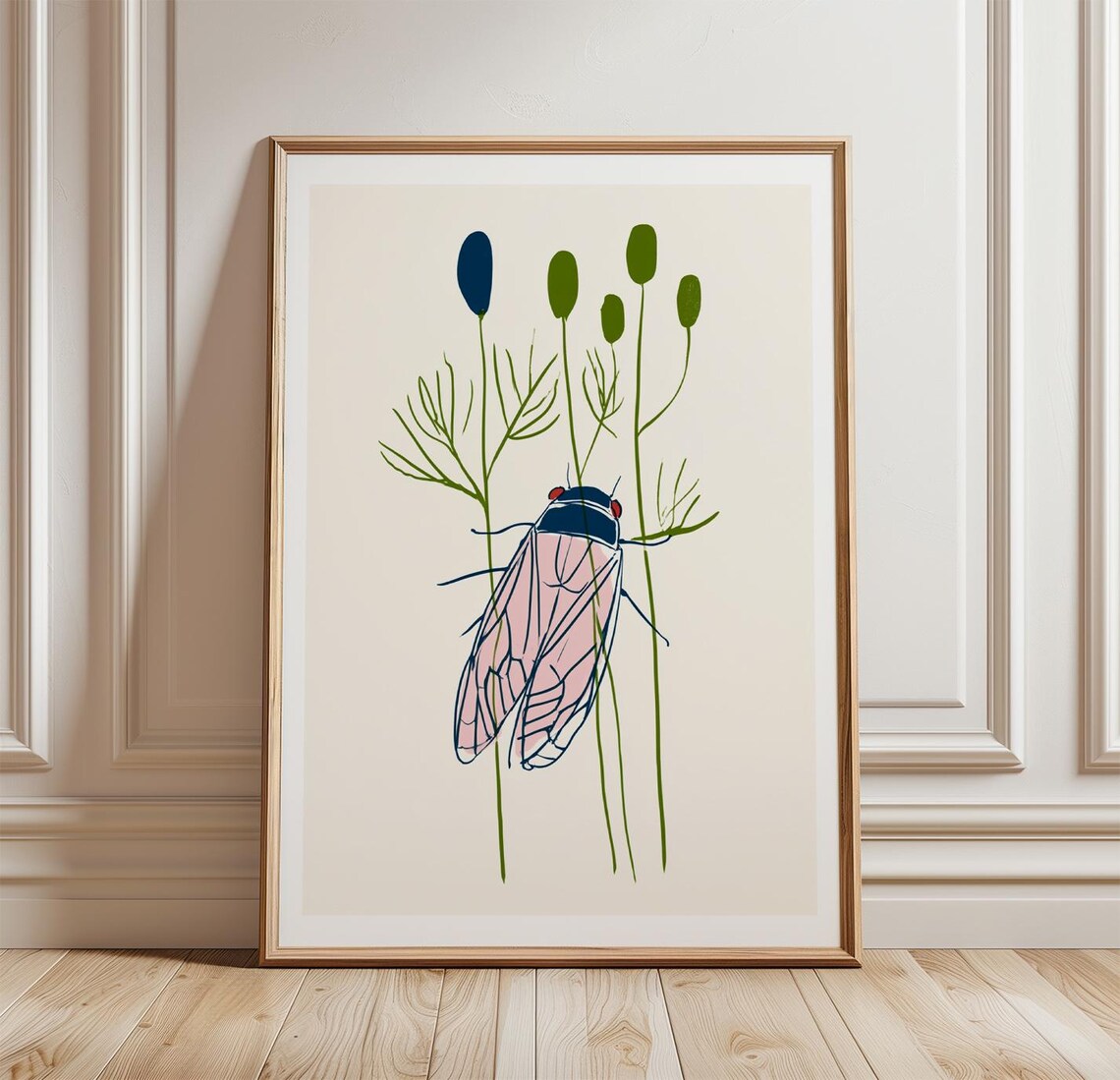 Cicada Botanical Minimal Nature Art Print