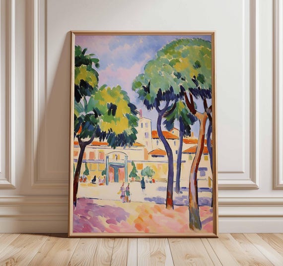Colorful Landscape Wall Art Fauvist Poster Print Vibrant Tree Painting Abstract City Scene Artwork Modern Impressionist Home Decor