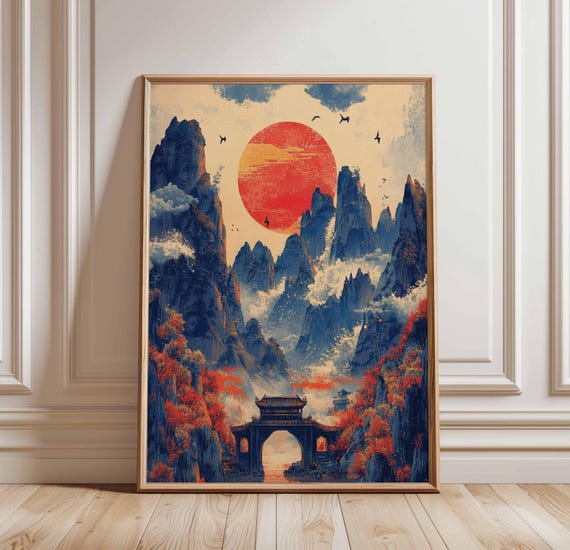 Japanese Wall Art Nature Print Katsushika Hokusai Poster Decor Oriental Botanical