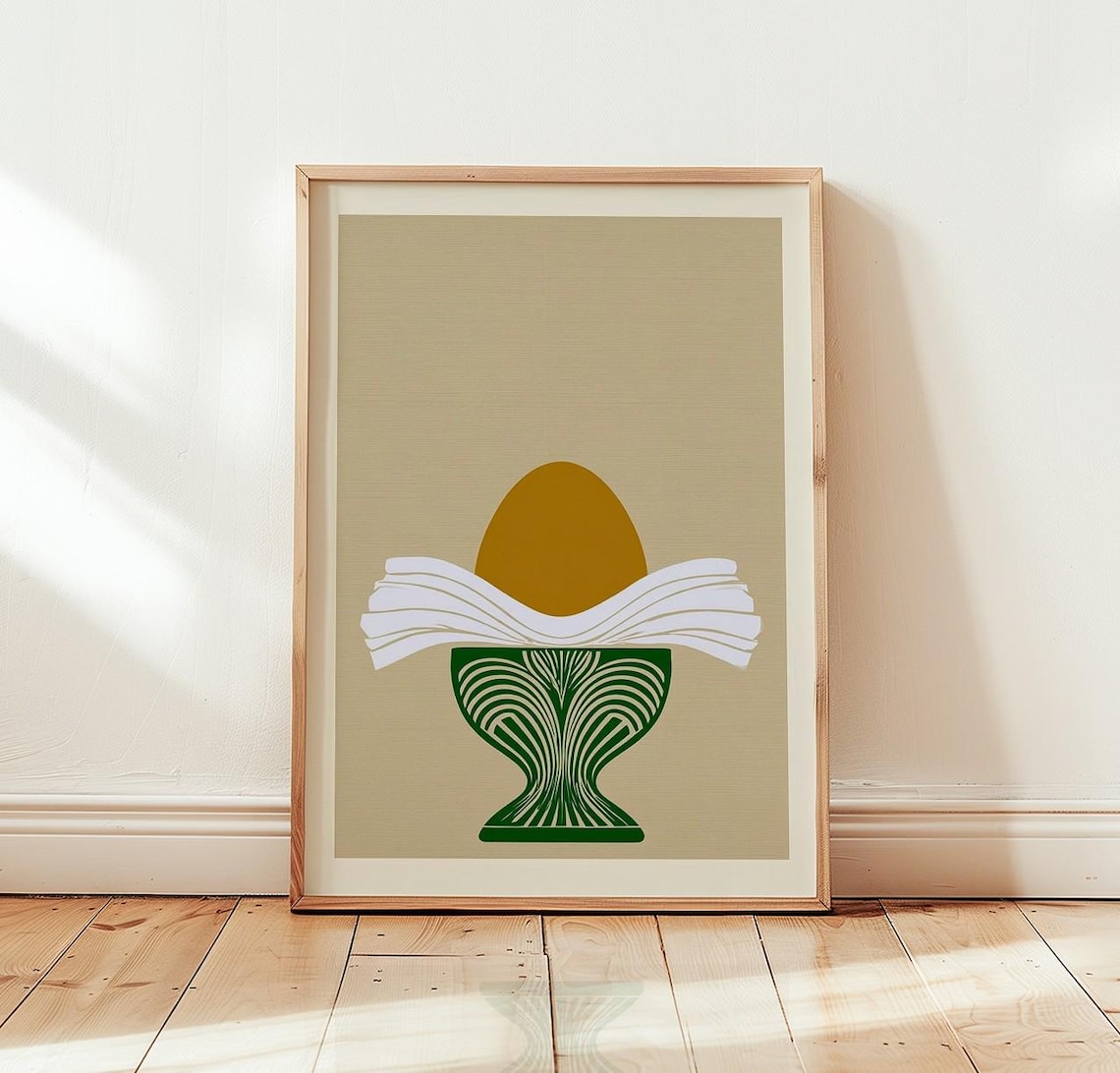 Minimalist Egg Cup - Modern Kitchen Decor Art Print