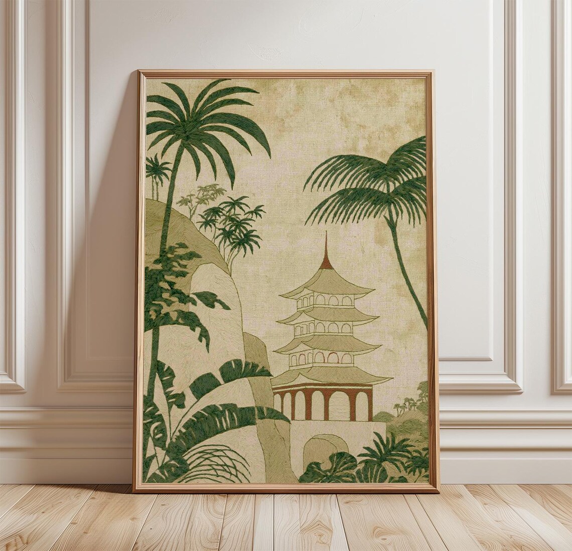 Japanese Pagoda, Tropical Temple Landscape Poster