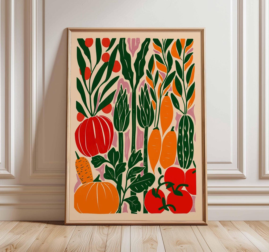 Pumpkin Carrot Harvest Garden Botanical Vegetable Fall Print