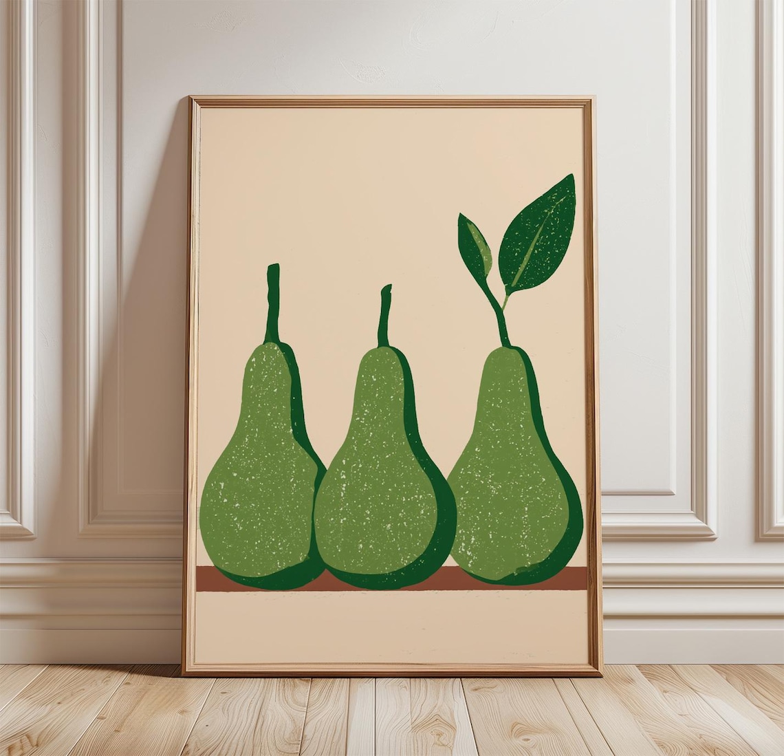Green Pear Minimalist Fruit Wall Art Print