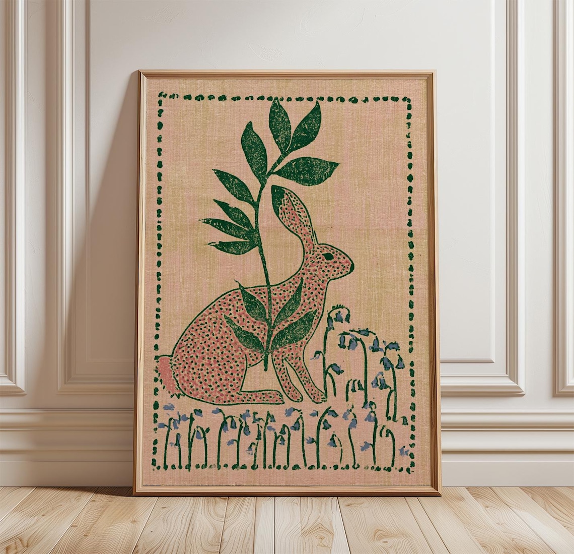 Hare Folk Poster, Woodland Rabbit Art Print