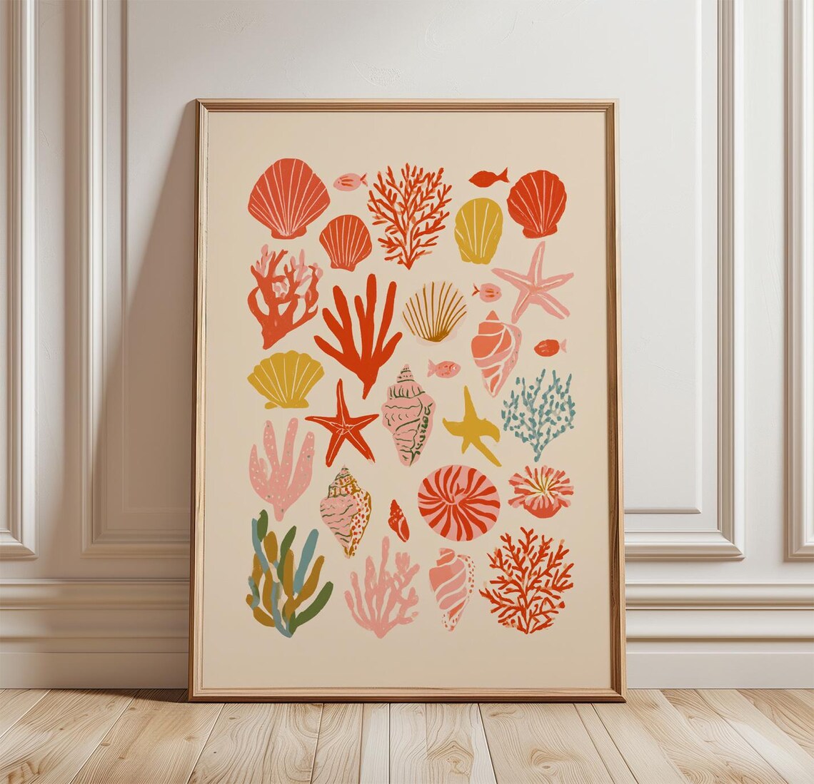 Coral Reef Seashell Starfish Coastal Boho Beach Sea Life Poster