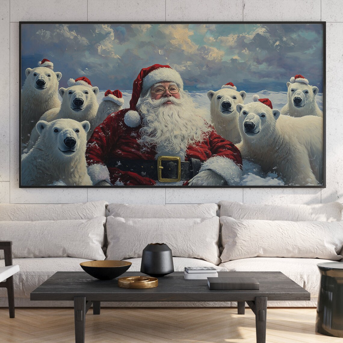 Santa Claus Polar Bear Selfie Santa Hats Arctic Christmas Poster - Image 6