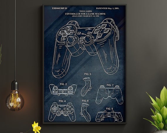 Game Console Blueprint Poster Video Game Wall Art Gamer Gift Gaming Room Decor For Teen Boy Gaming Art