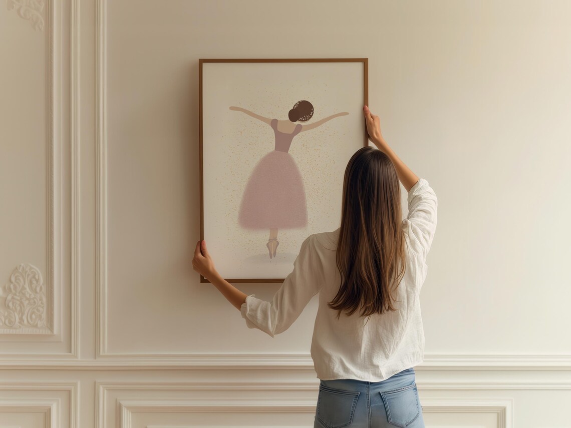 Ballerina Allegra Dancing From Behind Mauve Dress Golden Sparkle Print - Image 2
