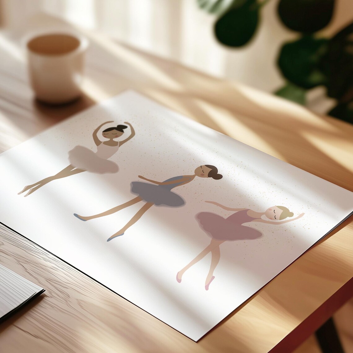 Three Ballerinas Dancing Pink Blue Tutus Ballet Girls Nursery Art Poster - Image 3