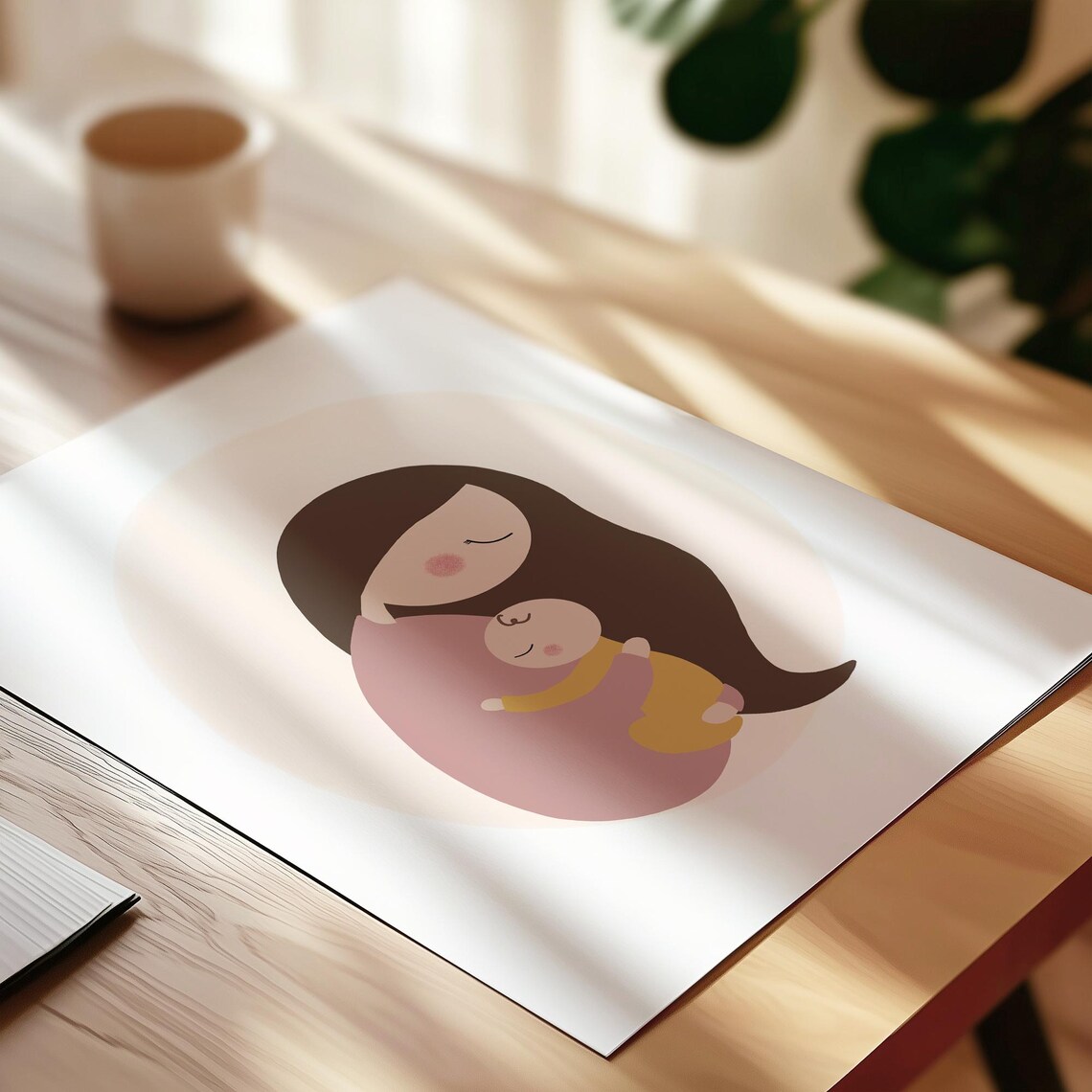 Mother Holding Baby Minimalist Motherhood Nursery Decor Art Print - Image 3