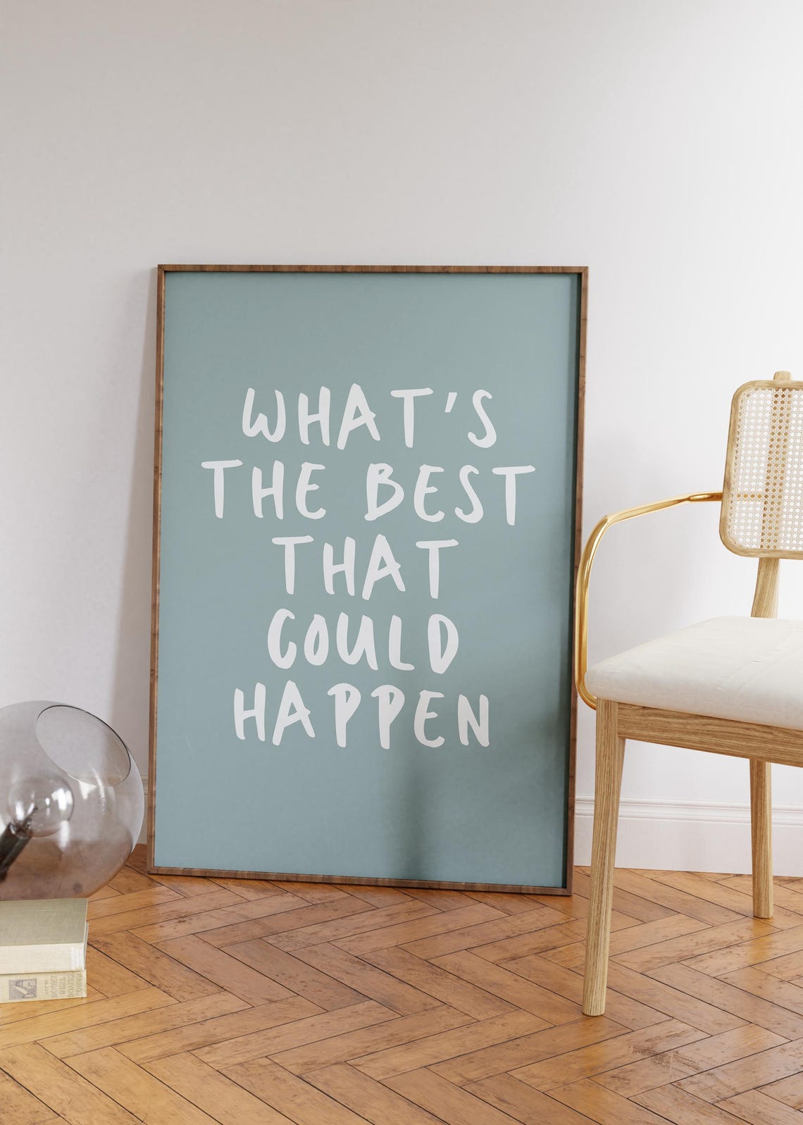 Whats the Best That Could Happen Teal White Hand Lettered Poster - Image 5