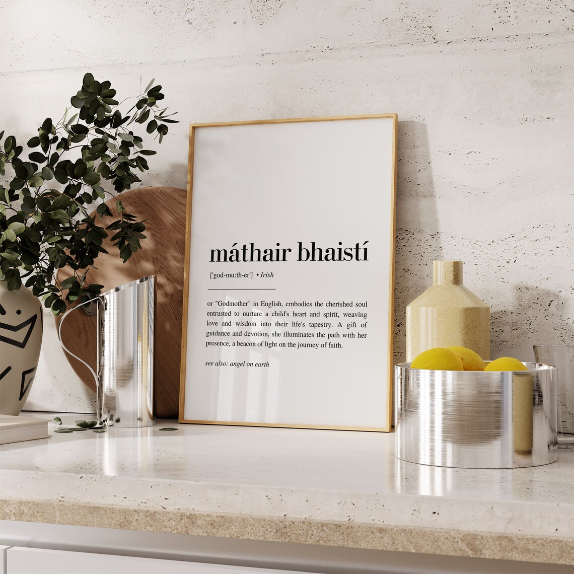 Mthair Bhaist Irish Definition Art Print, Godmother Gift - Image 5