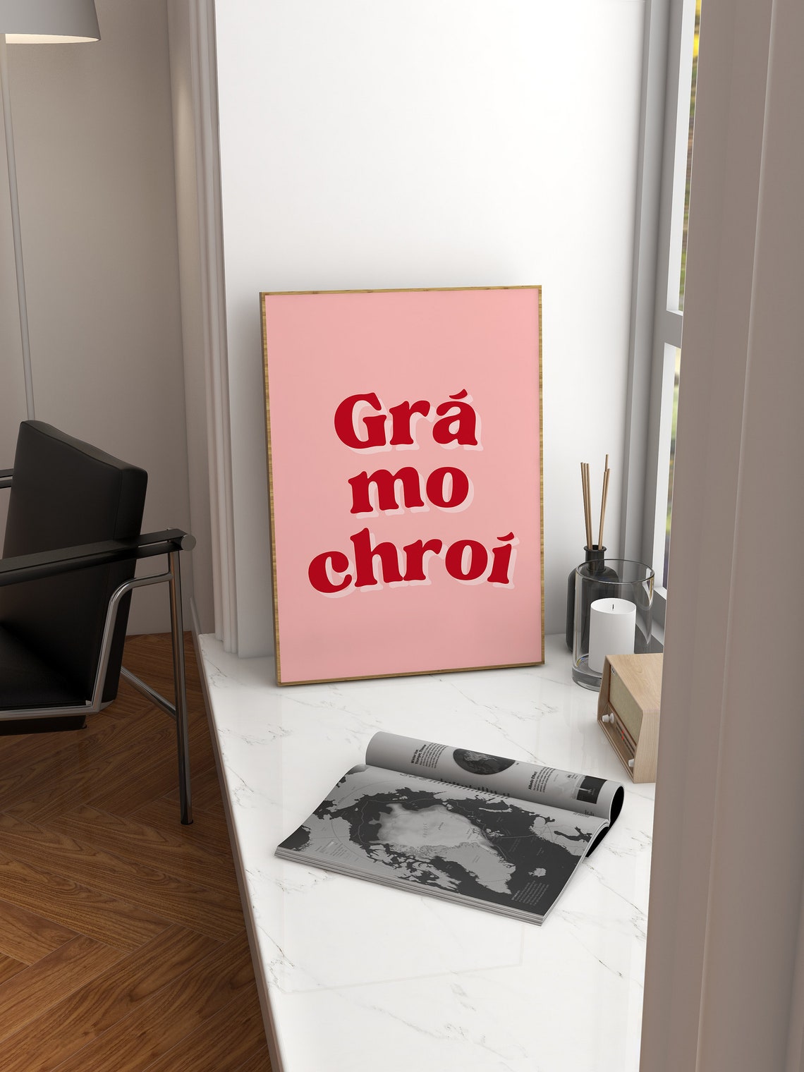 Gra Mo Chroi Love of My Heart Irish Retro Typography Print Poster - Image 4