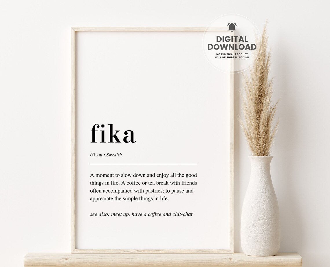 Fika Definition Print, Scandinavian Wall Art