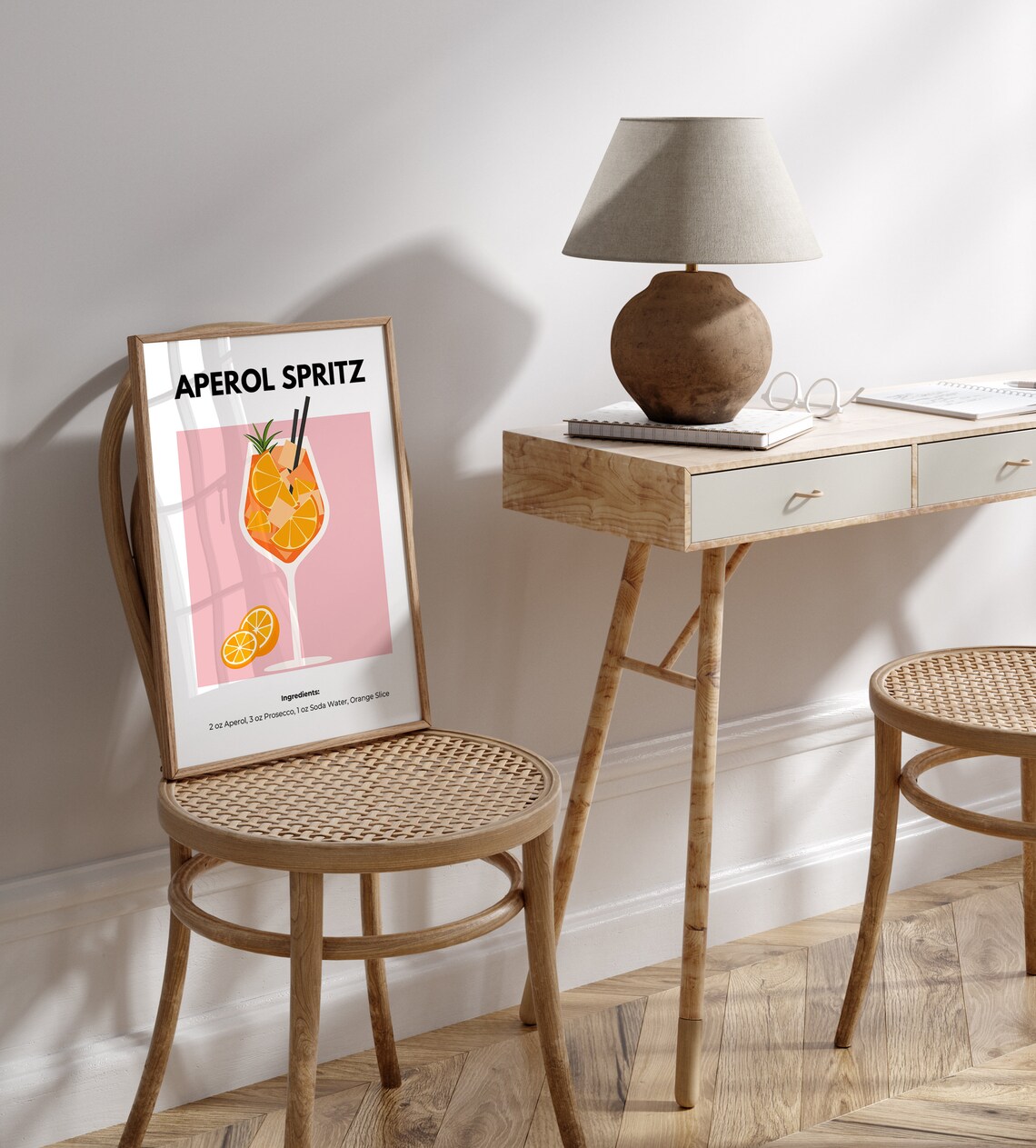 Aperol Spritz Retro Cocktail Print, Bar Cart Decor - Image 4