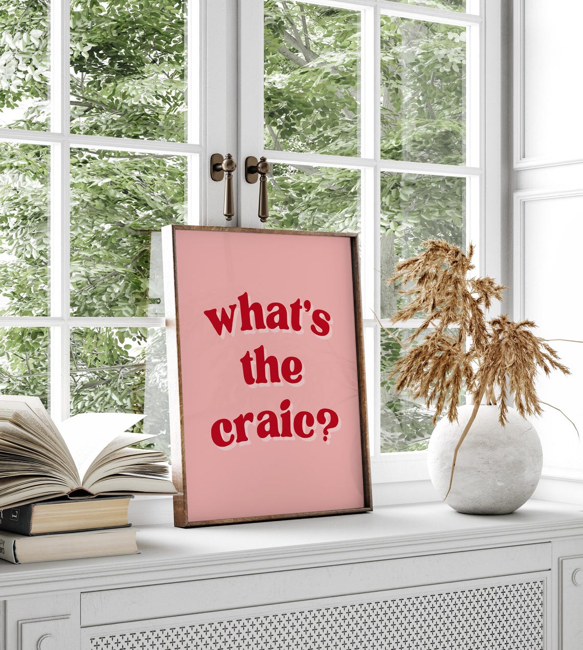 Whats the Craic Irish Saying Pink Retro Typography Fun Poster - Image 3