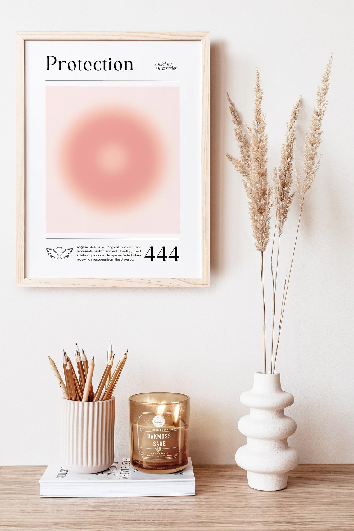 Angel Numbers Poster 444 Print Gradient Wall Art Spiritual Print Gradient Home Decor Positive Affirmation Print - Image 3