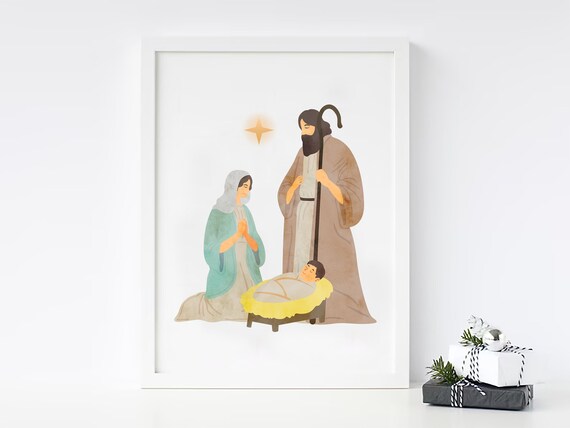 Holy Family Nativity Christmas Scene With Baby Jesus Art Poster