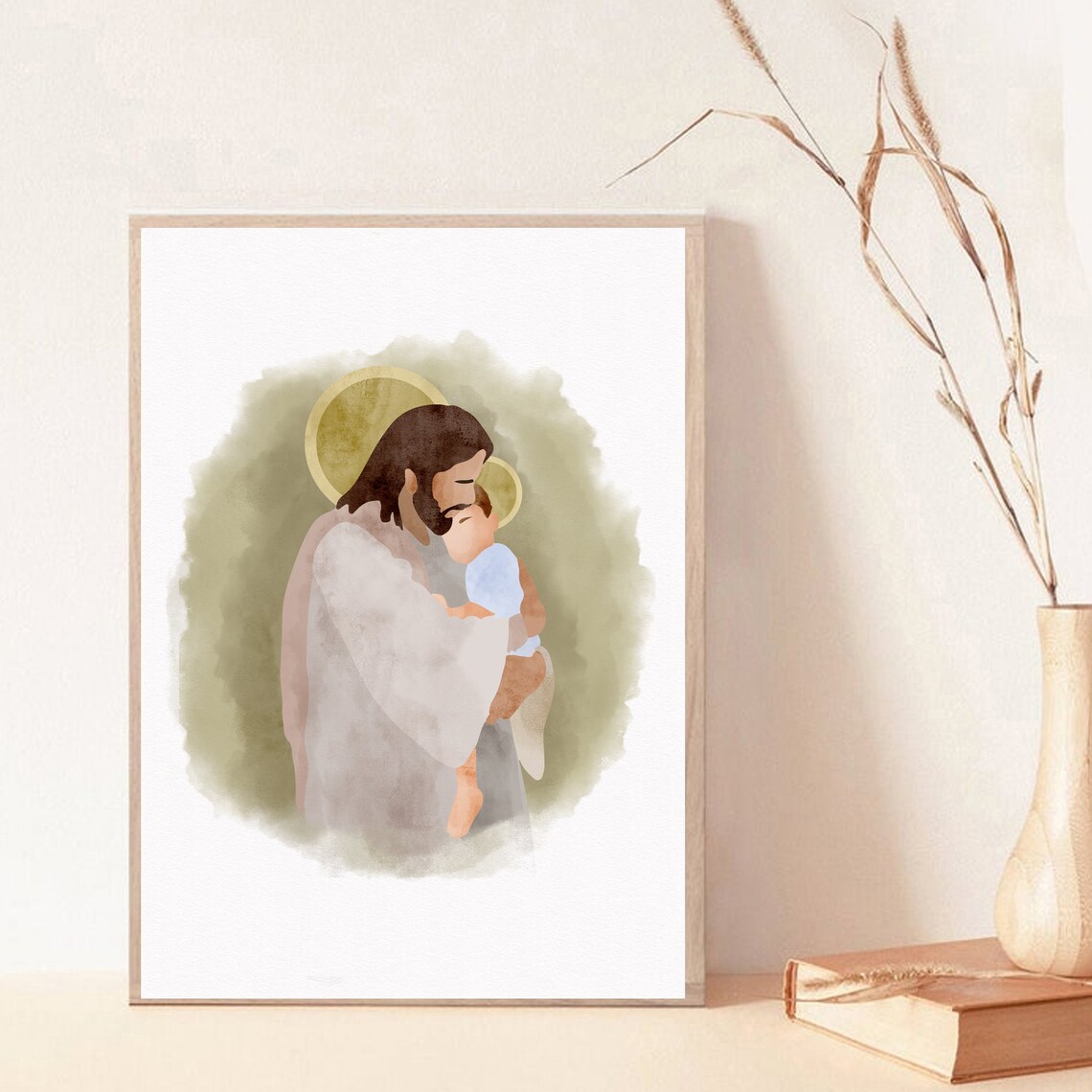Christ Embracing a Child I Am a Child of God Watercolor Poster