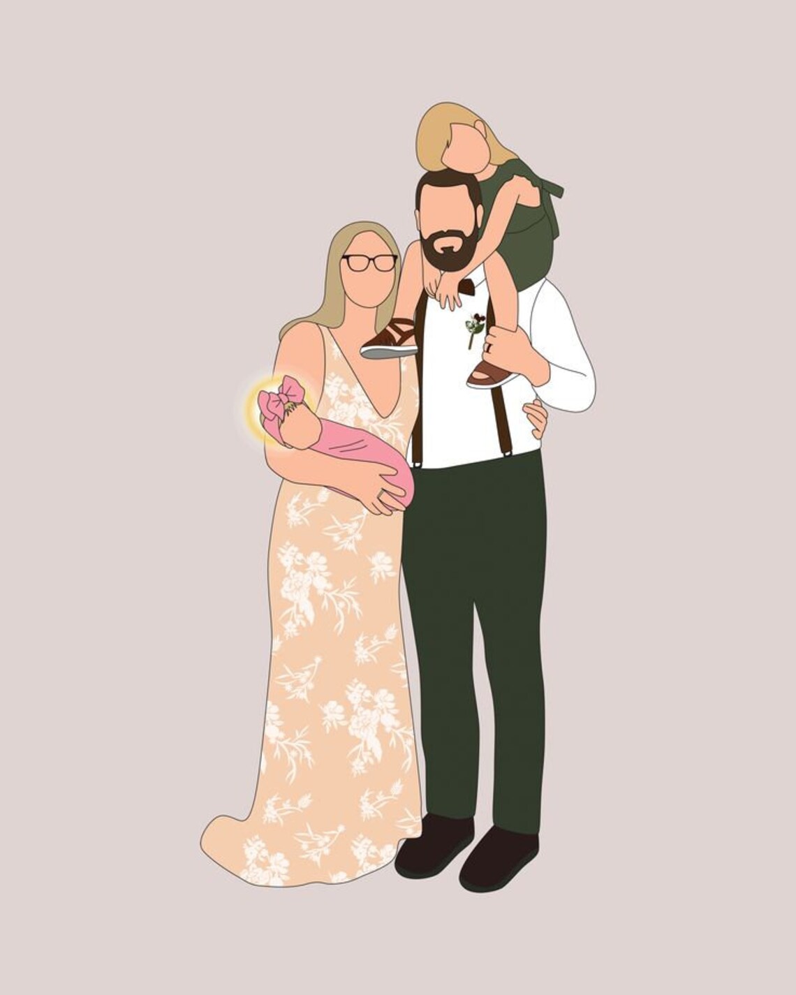 Custom Miscarriage Loss Family Portrait, Angel Baby - Image 3
