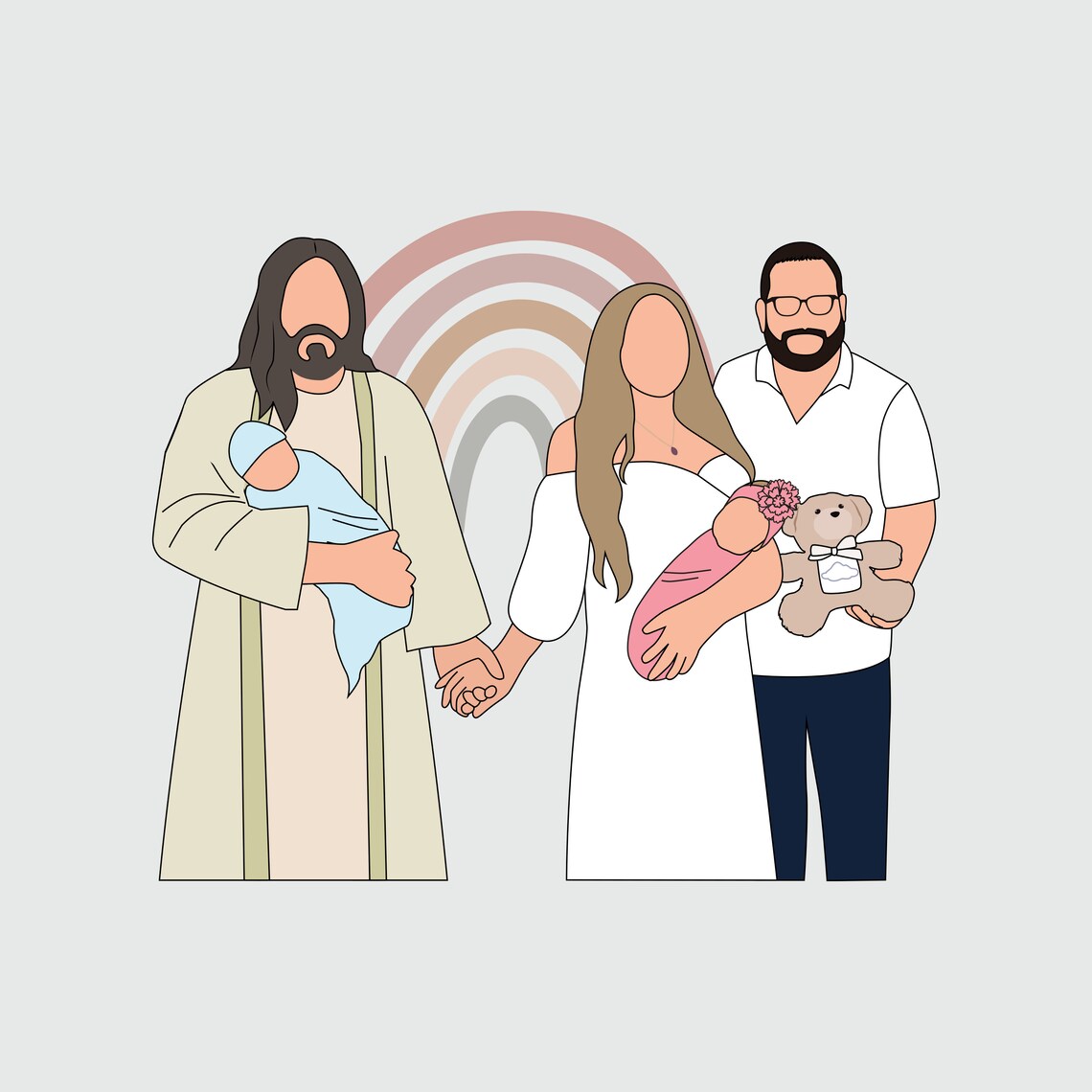 Custom Miscarriage Loss Family Portrait, Memorial Art Print - Image 5