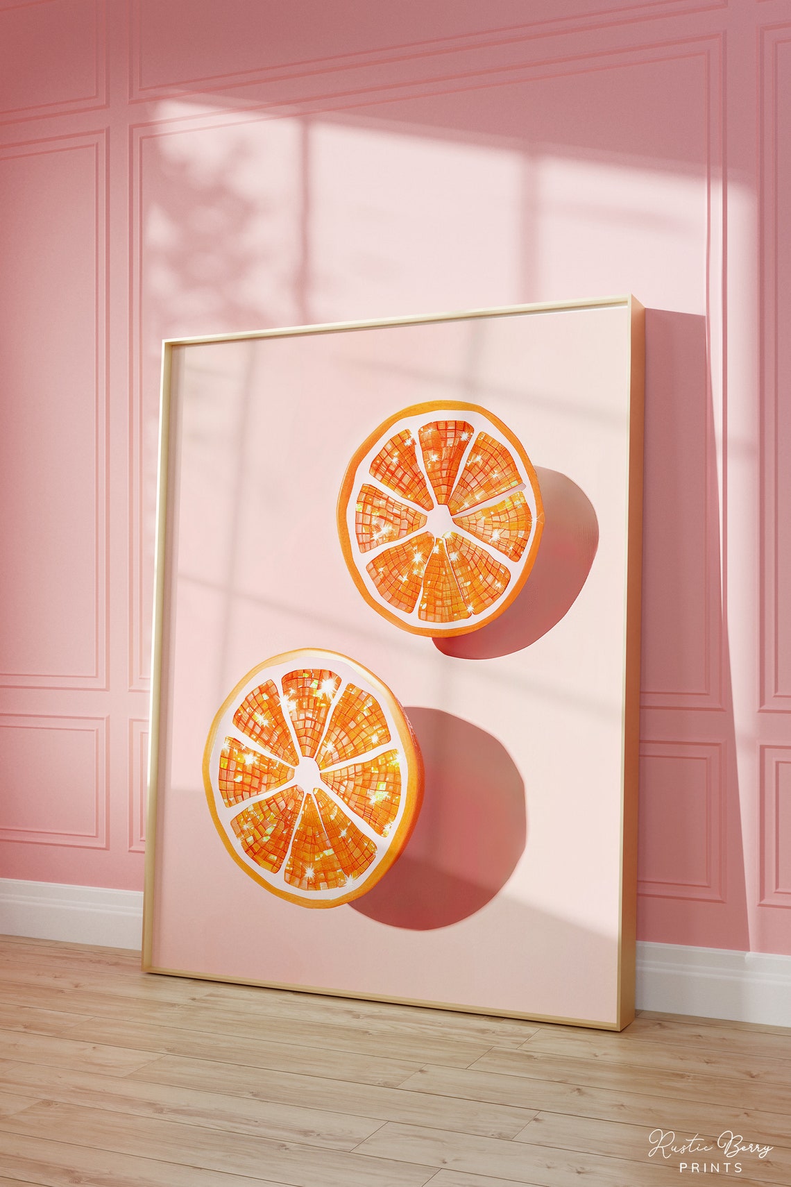 Sliced Orange Halves Citrus Fruit Minimalist Preppy Kitchen Art Poster