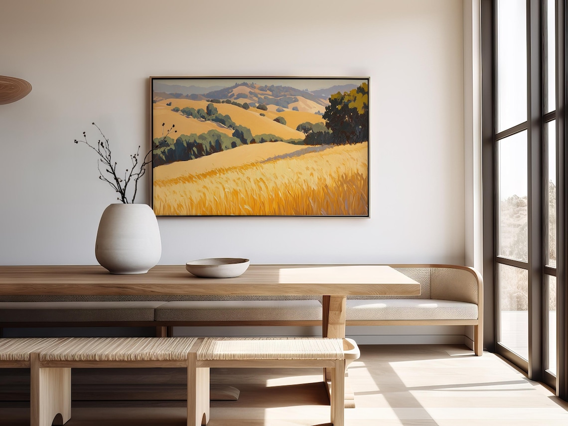 Wheat Fields Golden Hills Landscape Art Print