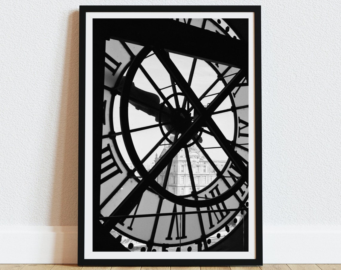 Musee DOrsay Clock Face Interior Black And White Paris Poster