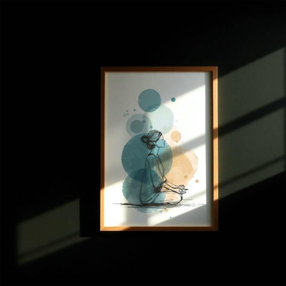 Wall Art Yoga Print Meditation Spiritual Decor Woman Home Instant Modern