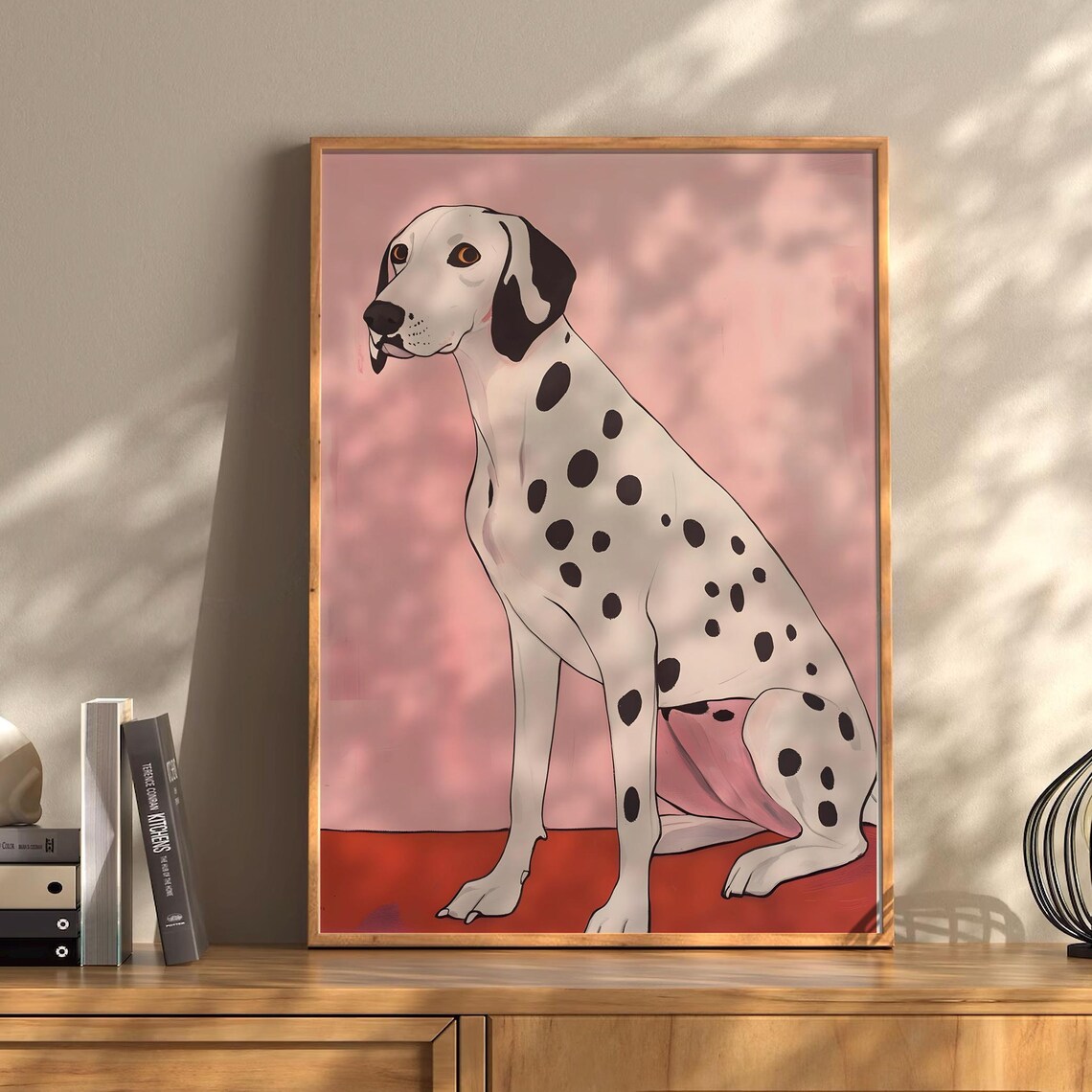 Pop Art Dalmatian Sitting Whimsical Retro Pink Background Poster - Image 2