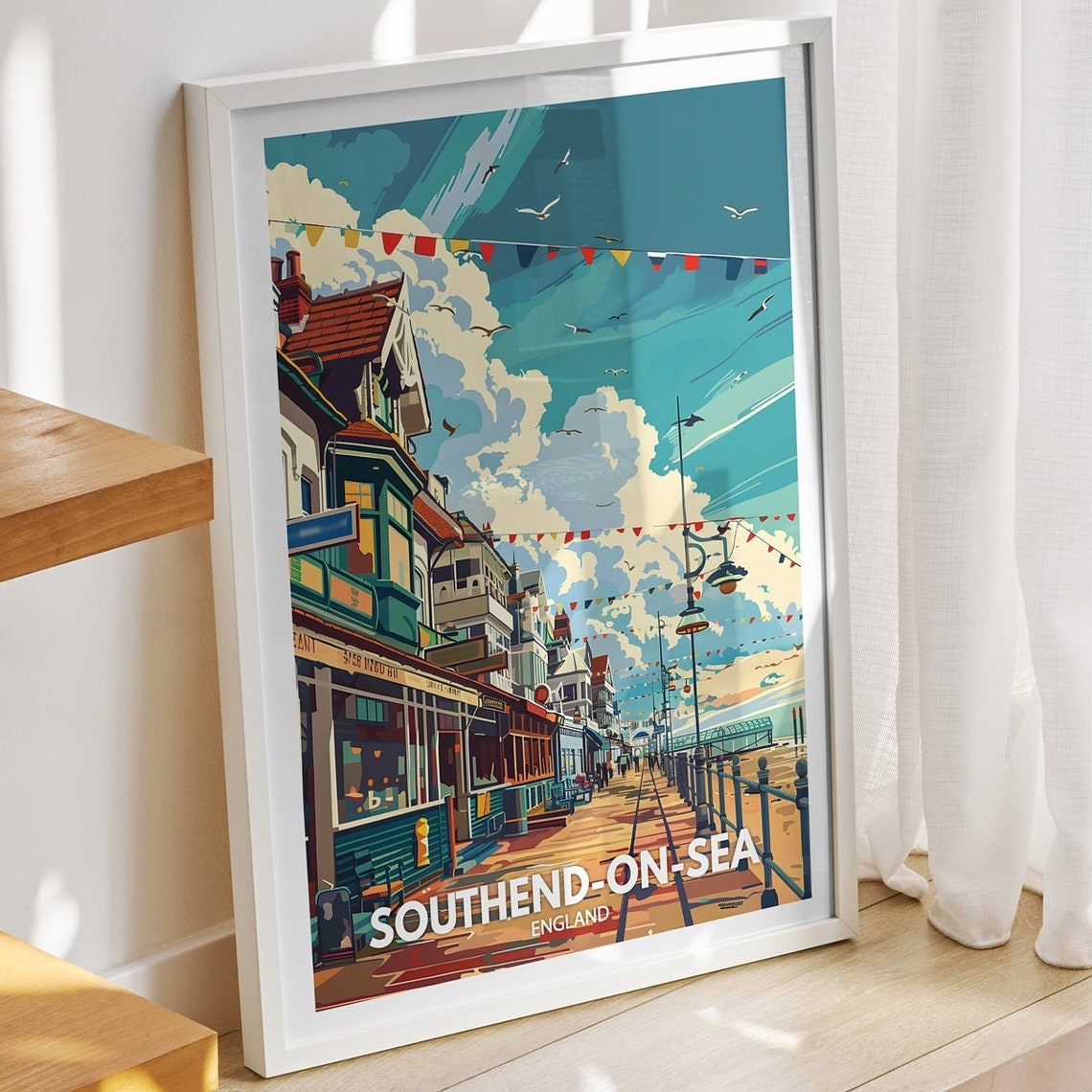 Southend On Sea Art Print England Southend On Sea Art Poster England Travel Poster United Kingdom Wall Art English Art Decor