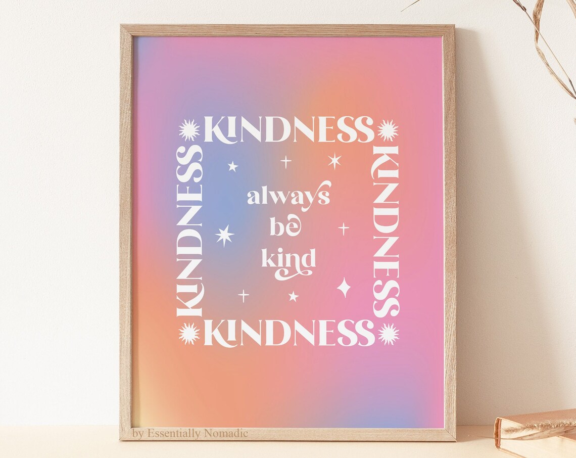Kindness Quote Retro Poster, Y2K Danish Pastel
