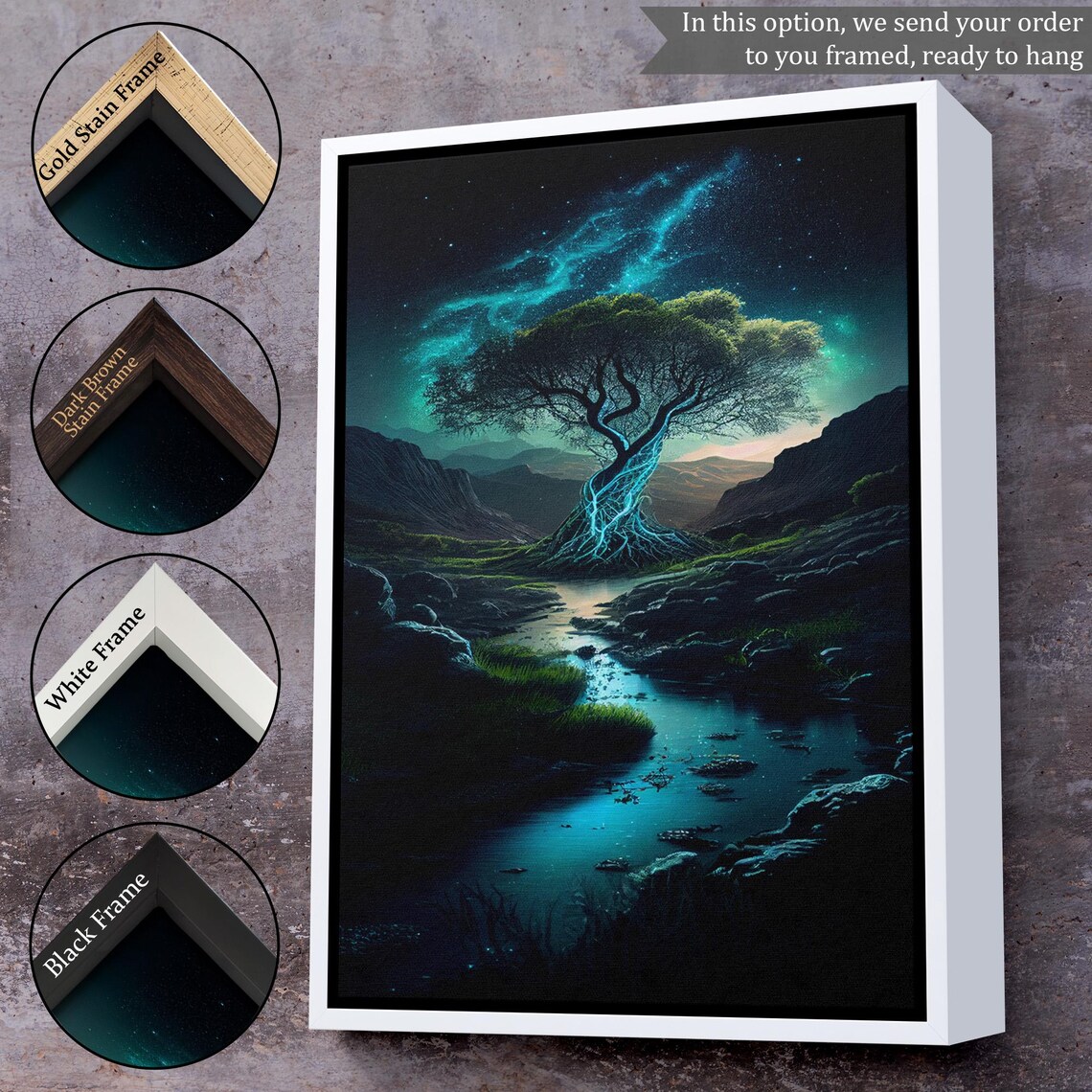 Mysterious Tree In The Dark Painting Nature Print Nature Wall Decor Nature Wall Decor Landscape Wall Table - Image 3