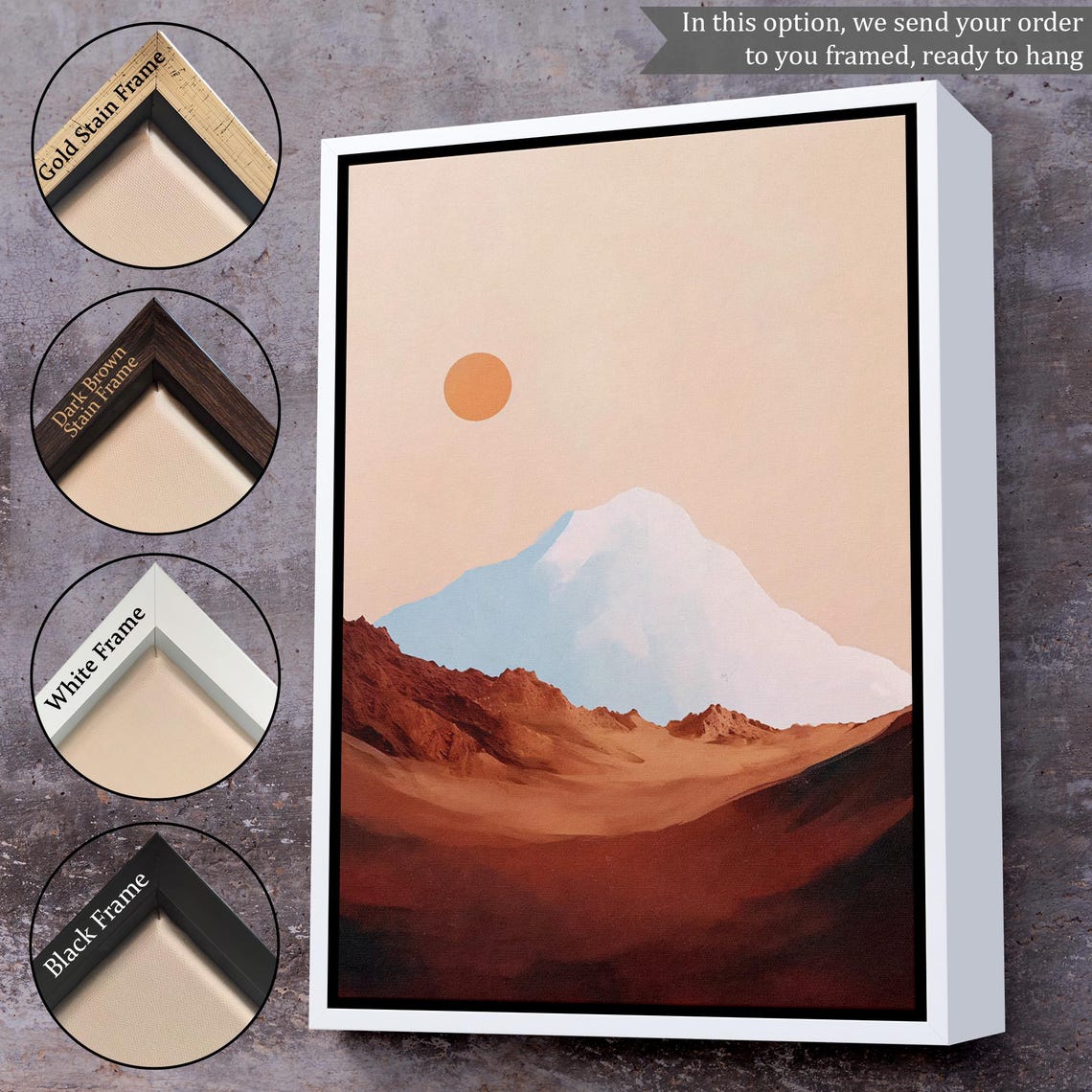 Abstract Sun Landscape Behind The Mountain Painting Nature Wall Decor Nature Wall Decor Landscape Wall Table - Image 3