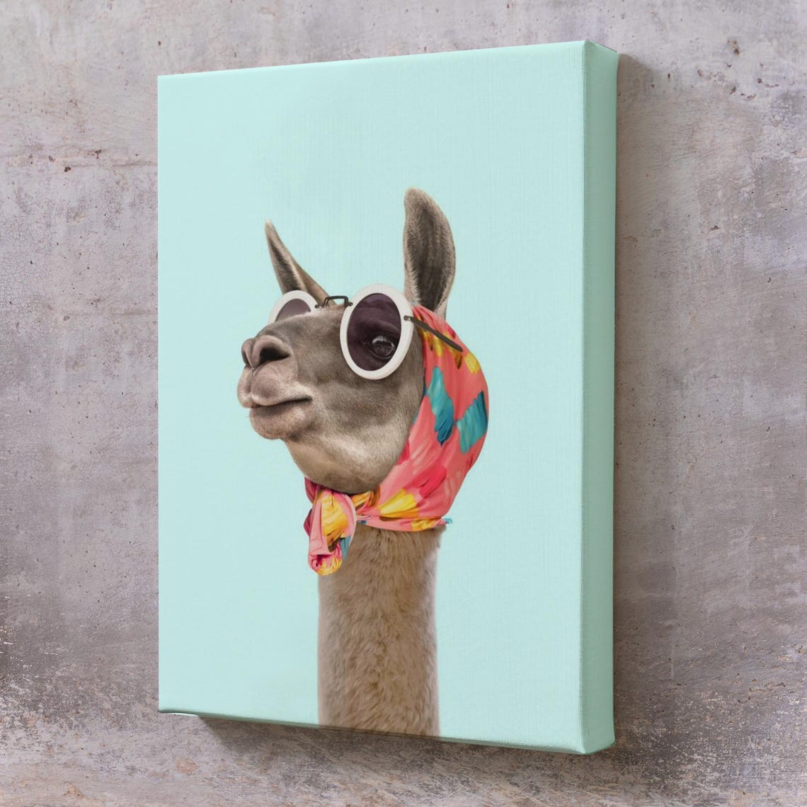 Stylish Llama With Sunglasses And Headscarf Fun Animal Wall Art