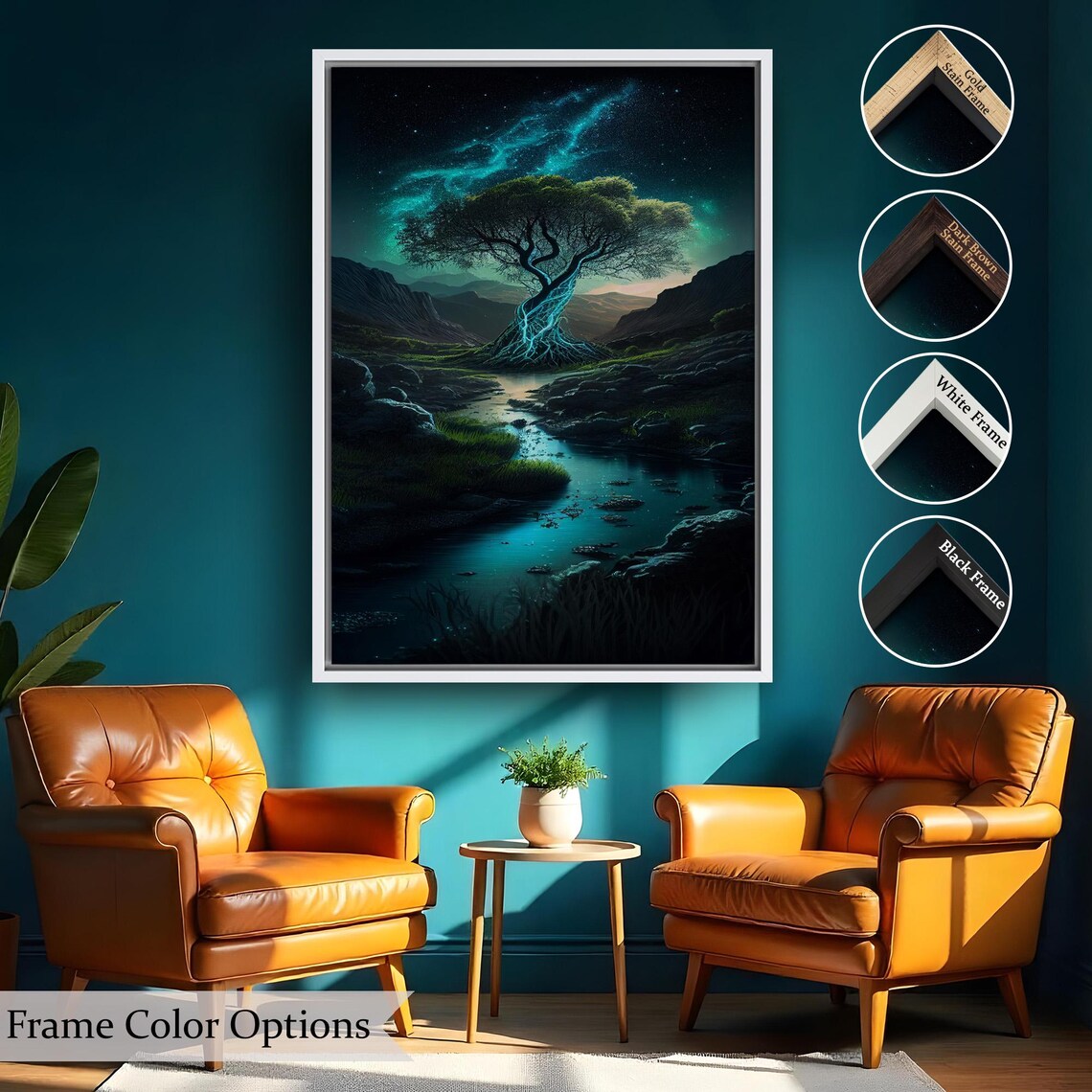 Mysterious Tree In The Dark Painting Nature Print Nature Wall Decor Nature Wall Decor Landscape Wall Table - Image 2