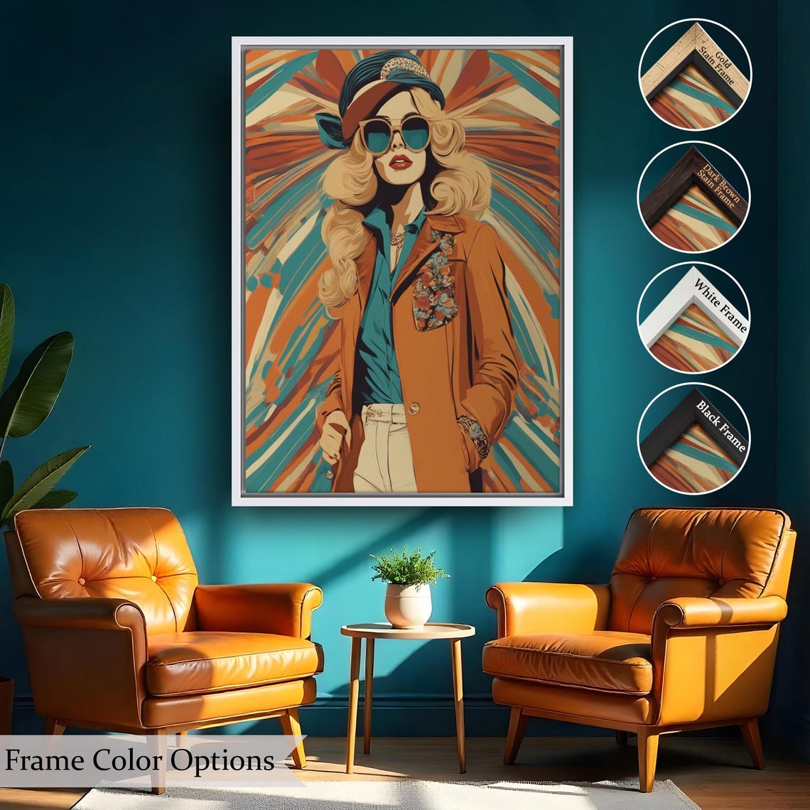 Retro Glam Woman Sunglasses 70s Style Bold Vibrant Pop Art Poster - Image 2