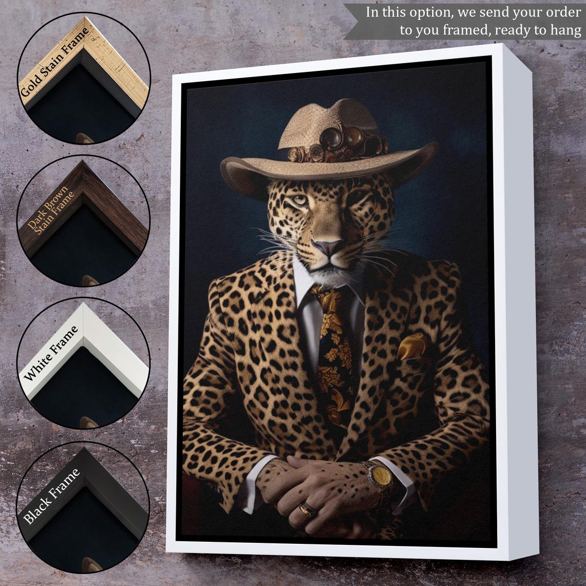 Dapper Leopard In Suit And Safari Hat Wild Funny Animal Poster - Image 3