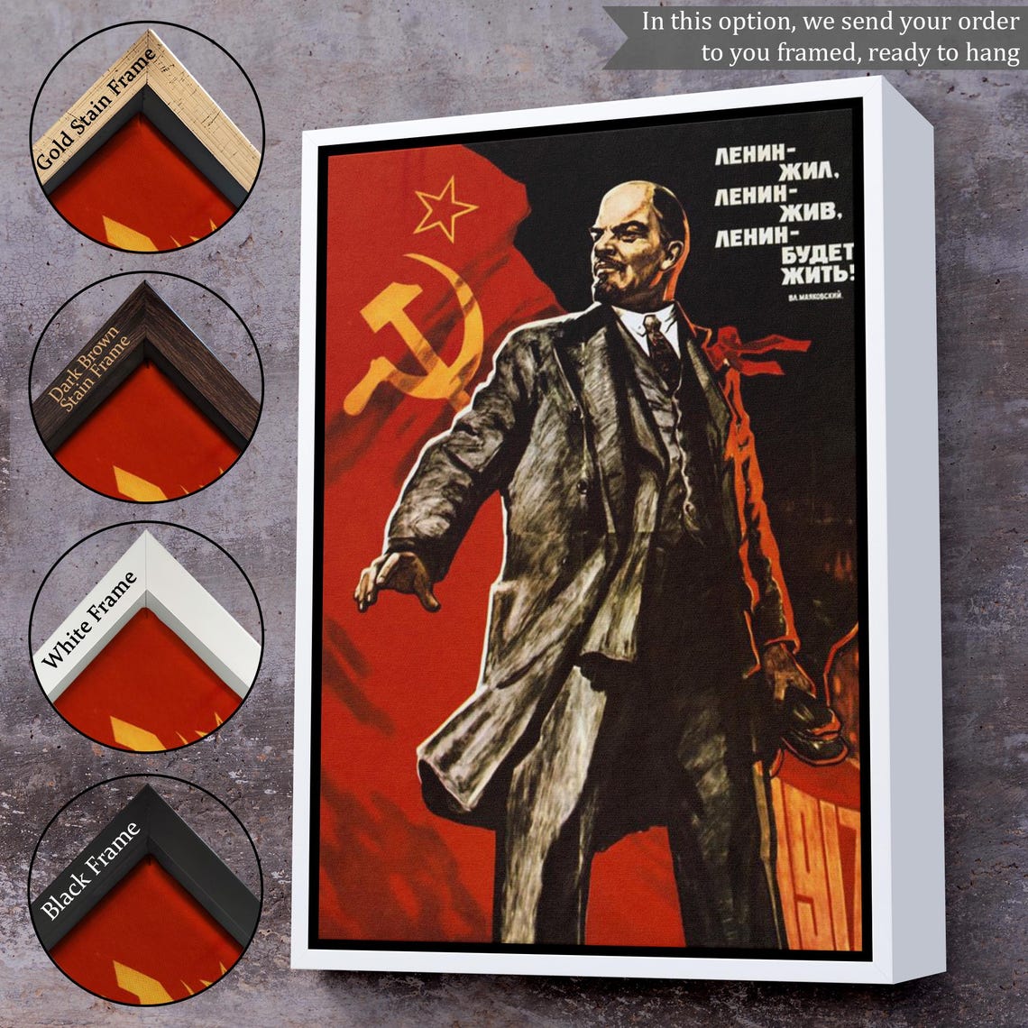 Vladimir Lenin Soviet Propaganda Poster Red Flag Vintage History Print - Image 3