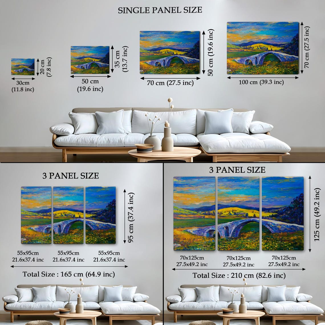 Stone Arch Bridge Golden Valley Sunset Landscape Painting Poster - Image 4