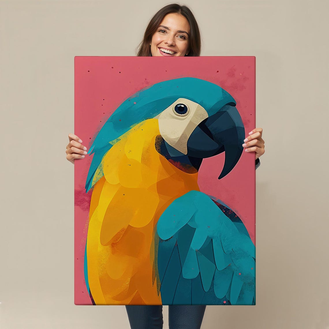 Colorful Macaw Parrot Bold Abstract Painting Animal Wall Art - Image 4