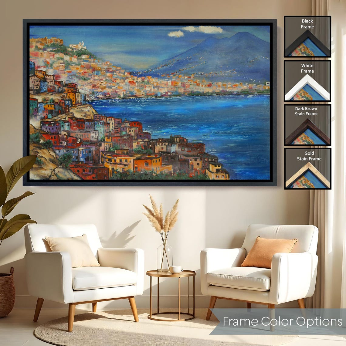 Naples Italy Bay View Vesuvius Colorful Hillside Town Poster - Image 2