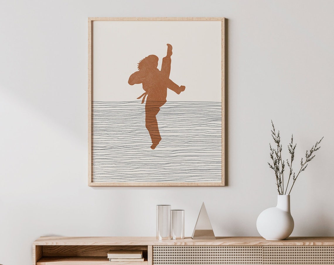 Boho Karate High Kick Silhouette Minimalist Martial Arts Poster