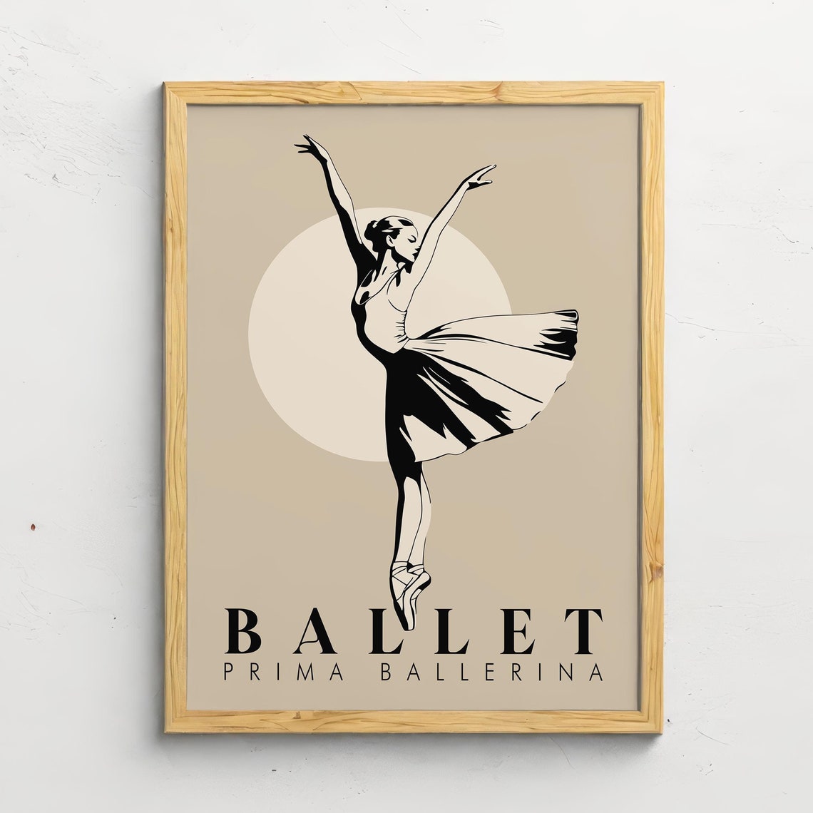 Elegant Prima Ballerina Silhouette Ballet Poster In Black Ink