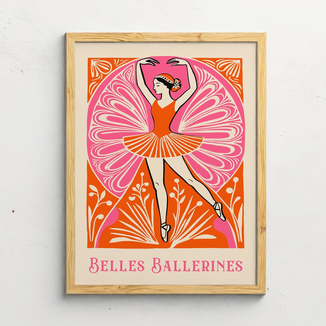 Belles Ballerines Orange Tutu Retro Ballet Dancer Vintage Poster