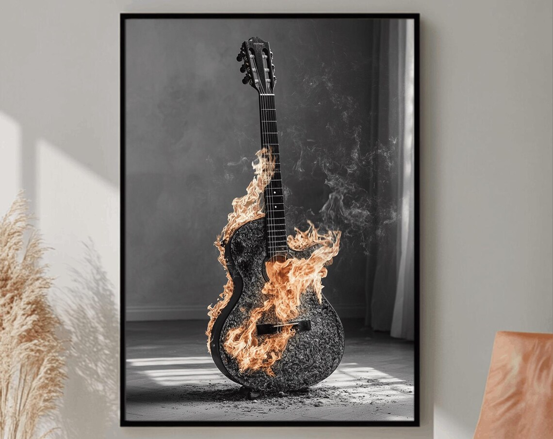 Acoustic Guitar Vintage Music Photography Poster