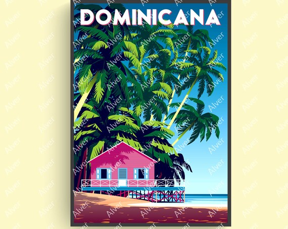 Caribbean Poster Dominicana Poster Tropical Print Caribbean Travel Print Caribbean Wall Art Unframed